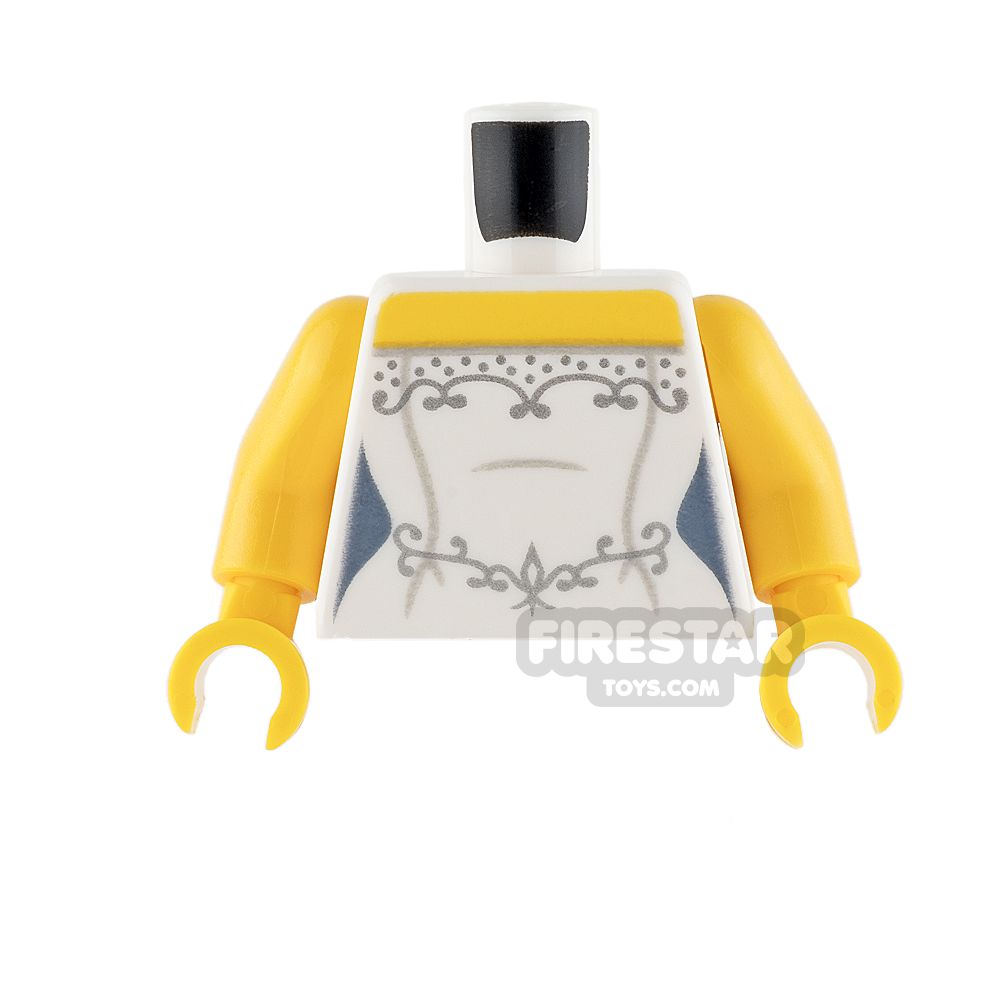 Lego New White Torso Wedding Dress with Necklace Pattern White Arms Yellow